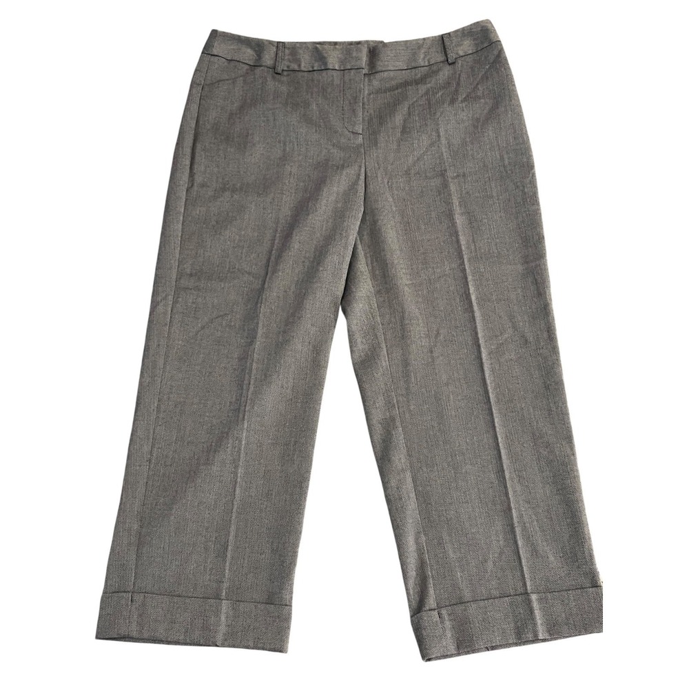 NWT Chico's Ultimate Fit Cuffed Crop Pant Womens 2 Herringbone Pattern‎